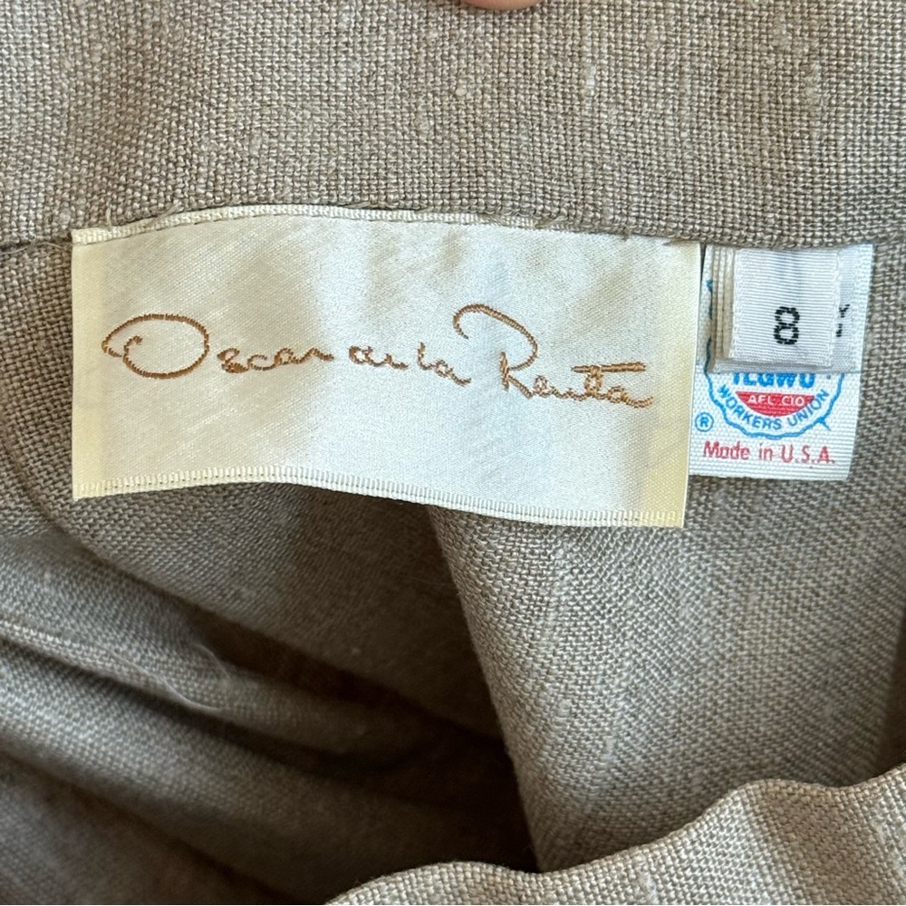 Oscar de la Renta Beige Midi Skirt - Elegant A-Line with Scalloped Hem - Picture 5 of 14